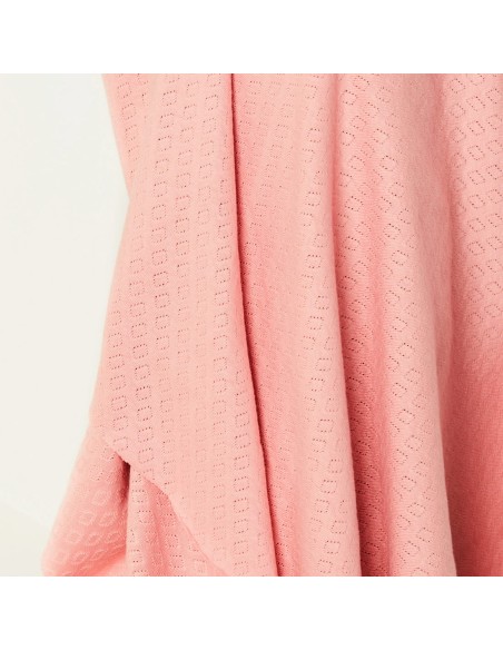 Jersey maille pointelle de coton Biologique, Rose pêche uni, Mind the maker, Cranberry