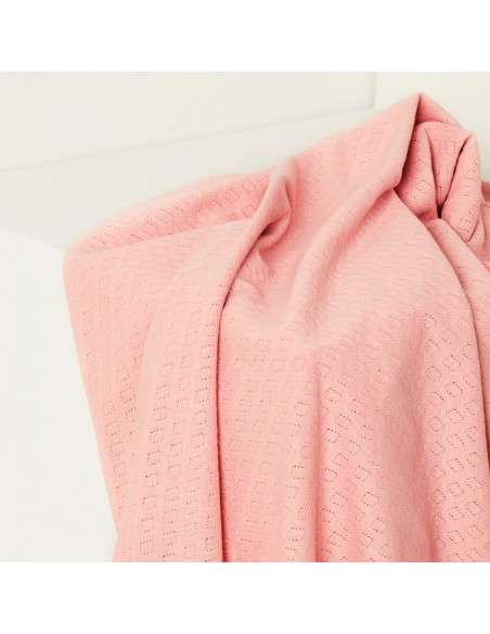 Jersey maille pointelle de coton Biologique, Rose pêche uni, Mind the maker, Cranberry