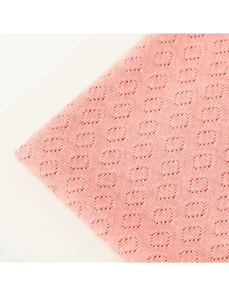 Jersey maille pointelle de coton Biologique, Rose pêche uni, Mind the maker, Cranberry