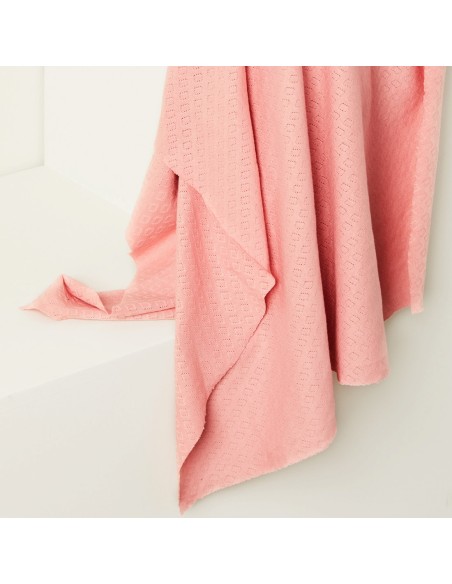 Jersey maille pointelle de coton Biologique, Rose pêche uni, Mind the maker, Cranberry