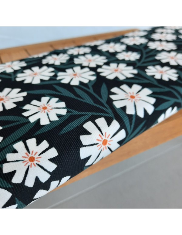 Velours milleraies de coton biologique (GOTS) Cranberry, Easy weekend, Fleurs, Cloud9