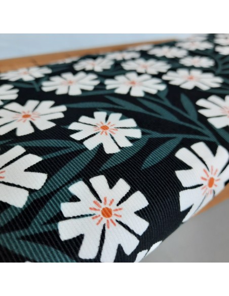 Velours milleraies de coton biologique (GOTS) Cranberry, Easy weekend, Fleurs, Cloud9