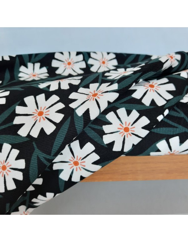 Velours milleraies de coton biologique (GOTS) Cranberry, Easy weekend, Fleurs, Cloud9