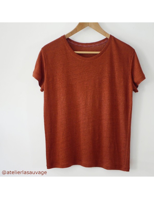 Cranberry Jersey de lin couleur sienne, Fine linen knit sienna Mind the Maker