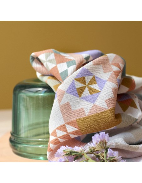 Cranberry, Crêpe Marocain de Viscose, Patchwork Mauve, La Maison Naïve