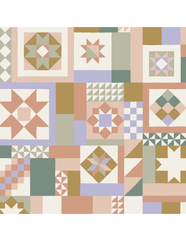 Cranberry, Crêpe Marocain de Viscose, Patchwork Mauve, La Maison Naïve