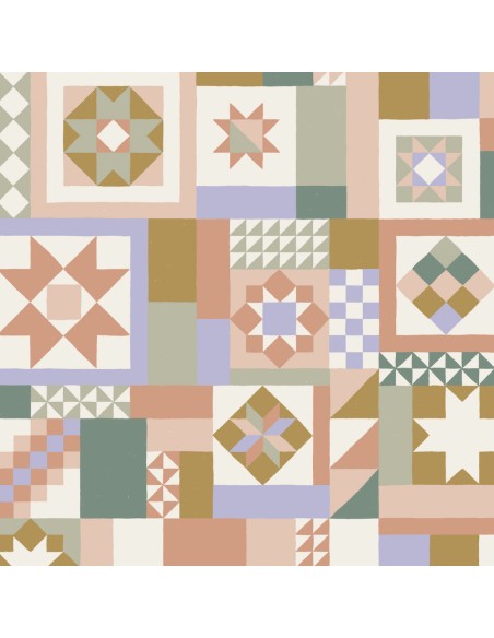 Cranberry, Crêpe Marocain de Viscose, Patchwork Mauve, La Maison Naïve