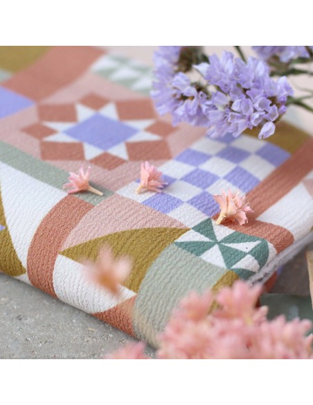 Cranberry, Crêpe Marocain de Viscose, Patchwork Mauve, La Maison Naïve