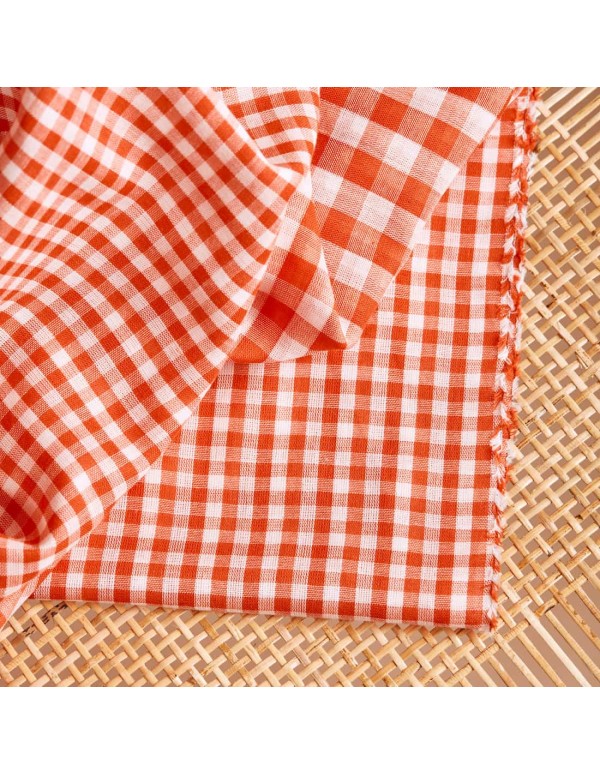 Cranberry, Double gaze de coton Atelier Brunette, Vichy Off-white Tangerine