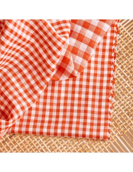 Cranberry, Double gaze de coton Atelier Brunette, Vichy Off-white Tangerine