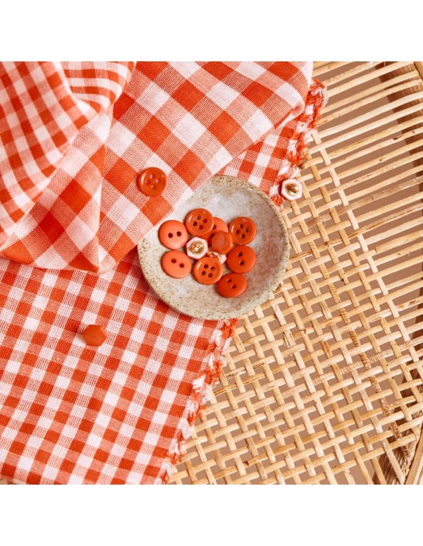 Cranberry, Double gaze de coton Atelier Brunette, Vichy Off-white Tangerine