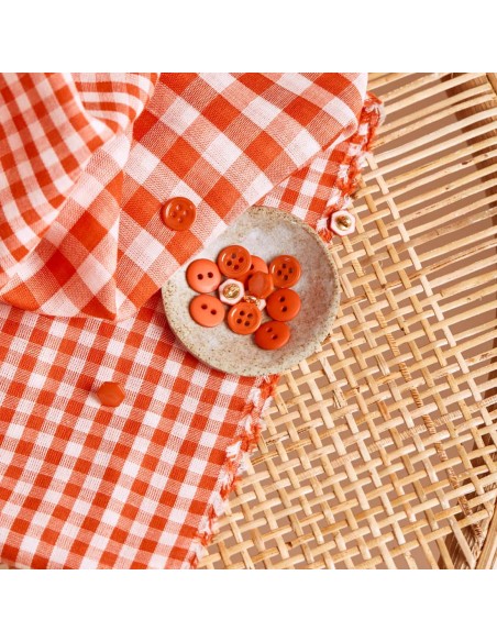 Cranberry, Double gaze de coton Atelier Brunette, Vichy Off-white Tangerine