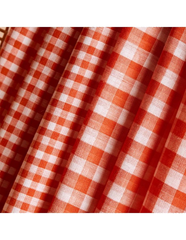 Cranberry, Double gaze de coton Atelier Brunette, Vichy Off-white Tangerine