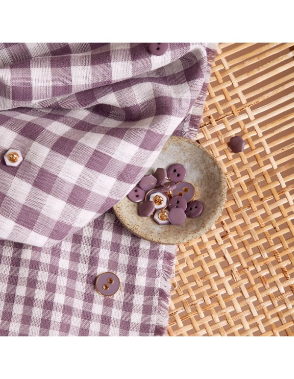 Cranberry, Double gaze de coton Atelier Brunette, Vichy Off-white Divine parma