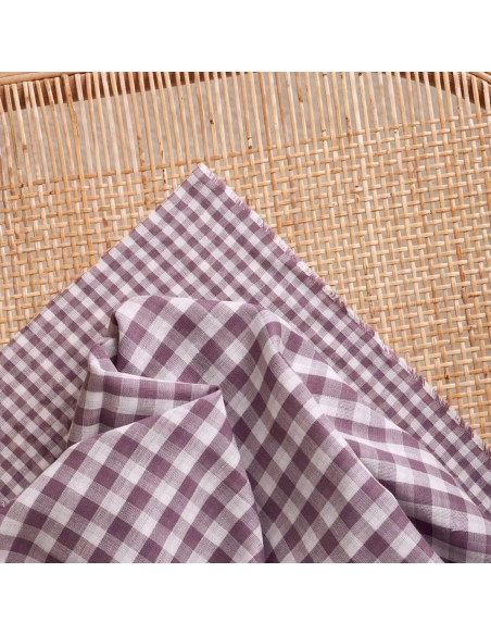 Cranberry, Double gaze de coton Atelier Brunette, Vichy Off-white Divine parma