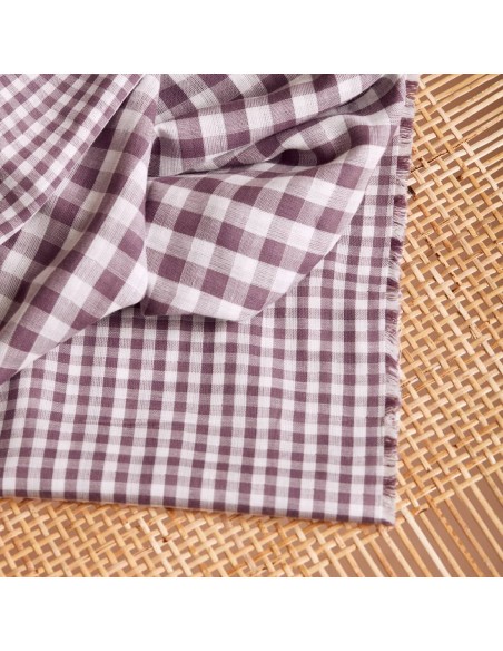 Cranberry, Double gaze de coton Atelier Brunette, Vichy Off-white Divine parma