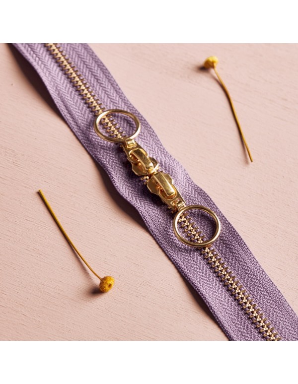 Cranberry, Zip double curseur Gold, Violet clair Divine Parma, 40 cm, Atelier Brunette