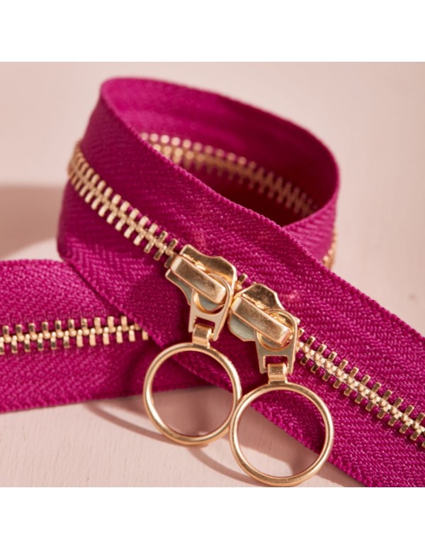 Cranberry, Zip double curseur Gold, Violet Dahlia, 40 cm, Atelier Brunette