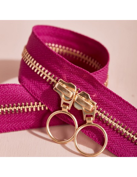 Cranberry, Zip double curseur Gold, Violet Dahlia, 40 cm, Atelier Brunette