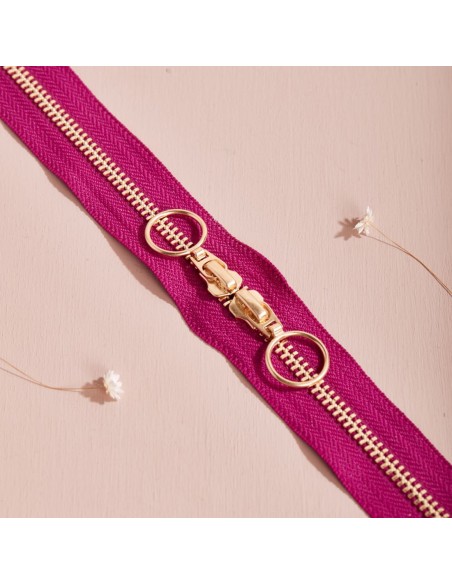 Cranberry, Zip double curseur Gold, Violet Dahlia, 40 cm, Atelier Brunette