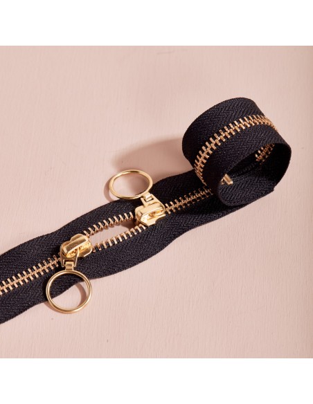 Cranberry, Zip double curseur Gold, Noir black, 40 cm, Atelier Brunette