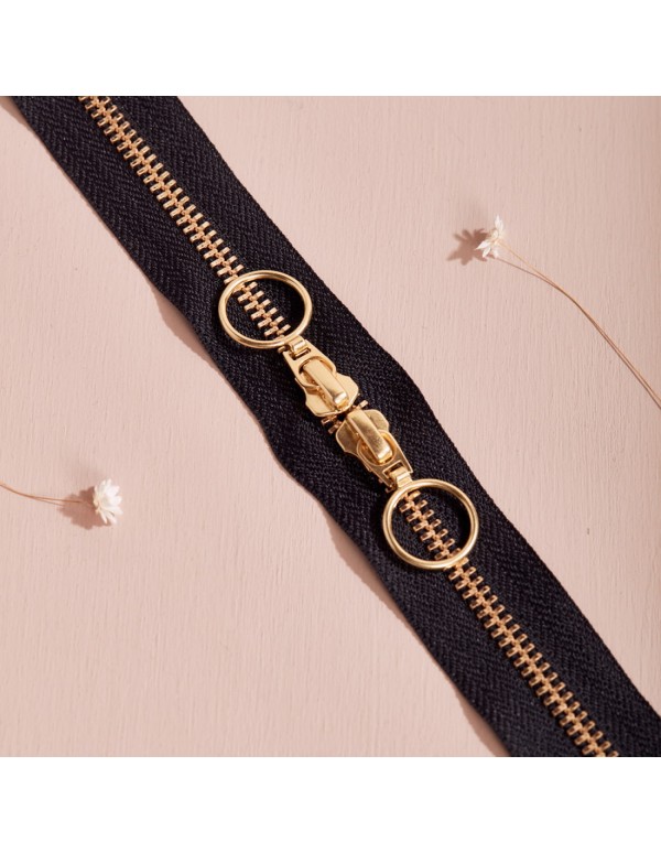Cranberry, Zip double curseur Gold, Noir black, 40 cm, Atelier Brunette