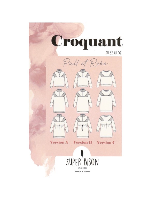 Cranberry, Patron Femme, Pull et Robe Croquant (du 32 au 52), Super Bison