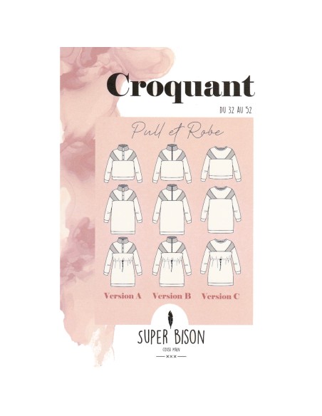 Cranberry, Patron Femme, Pull et Robe Croquant (du 32 au 52), Super Bison