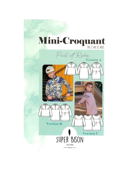 Cranberry, Patron Enfant Mixte, Pull et Robe Mini Croquant (du 2 au 12 ans), Super Bison