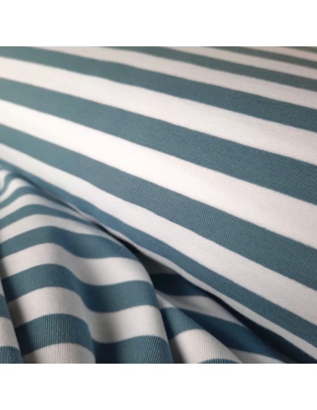 Cranberry, French Terry de coton, Rayures blanc et bleu orage