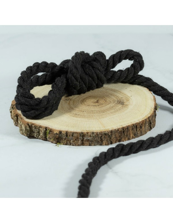 Cranberry, Cordon coton torsade souple noir 9mm