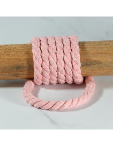Cranberry, Cordon coton torsade souple Rose 9mm