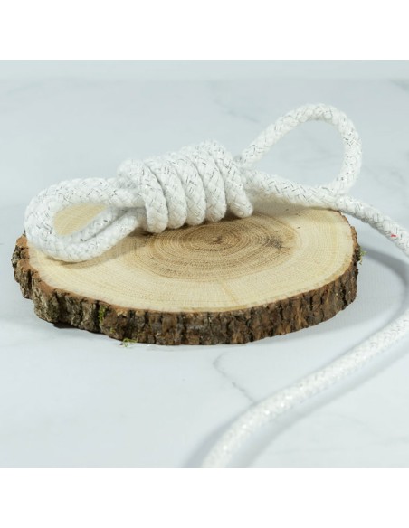 Cranberry, Cordon souple torsade aux fils argentes, blanc, 8mm