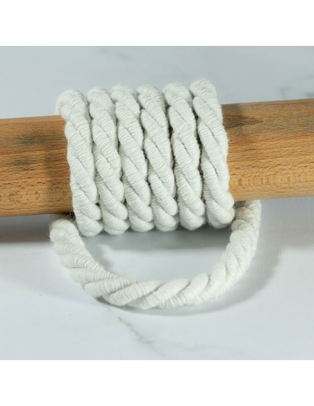 Cranberry, Cordon de coton torsade, souplesse medium, blanc casse, 10mm