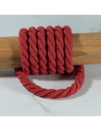 Cranberry, Cordon de coton torsade, souplesse medium, rouge fonce, 10mm
