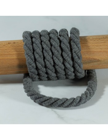 Cranberry, Cordon de coton torsade, souplesse medium, gris fonce, 10mm