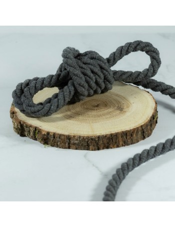 Cranberry, Cordon de coton torsade, souplesse medium, gris fonce, 10mm 2