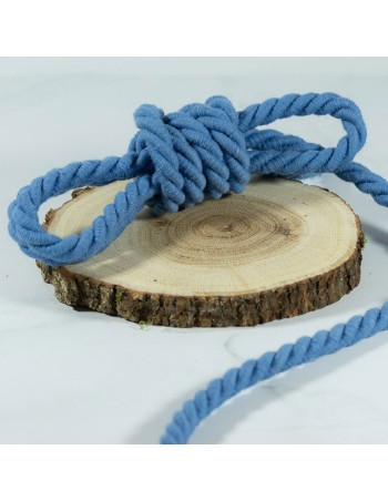 Cranberry, Cordon de coton torsade, souplesse medium, bleu, 10mm 2