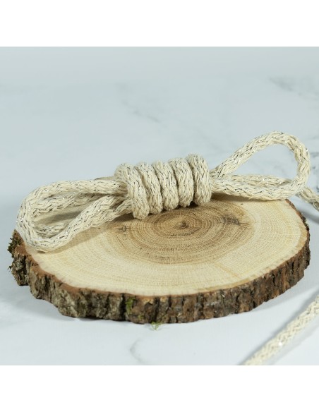 Cranberry, Cordon souple tresse aux fils argentes, ecru, 6mm