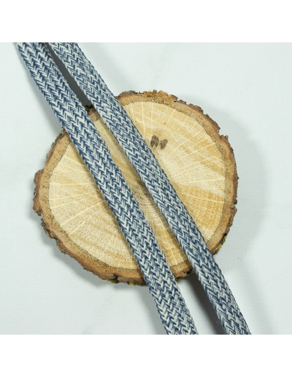 Cranberry, Cordon souple tresse plat, bleu et blanc, 10mm