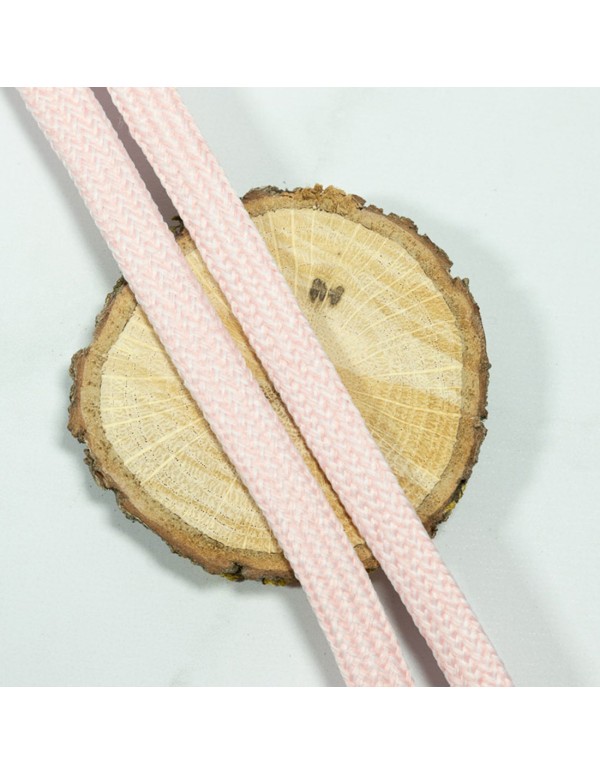 Cranberry, Cordon souple tresse plat, rose et blanc, 10mm