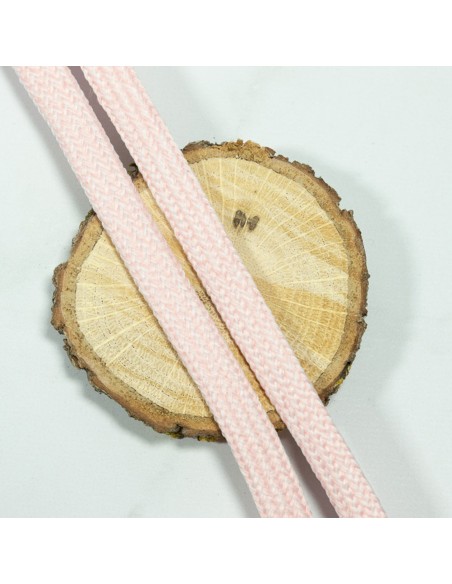 Cranberry, Cordon souple tresse plat, rose et blanc, 10mm