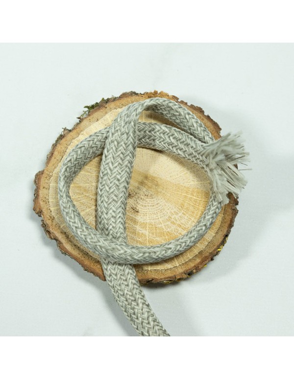 Cranberry, Cordon souple tresse plat, gris et blanc, 10mm
