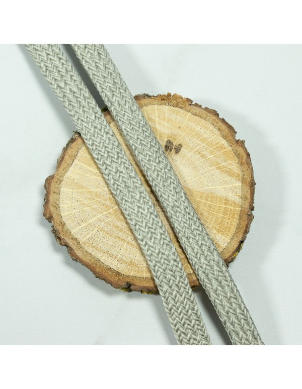 Cranberry, Cordon souple tresse plat, gris et blanc, 10mm