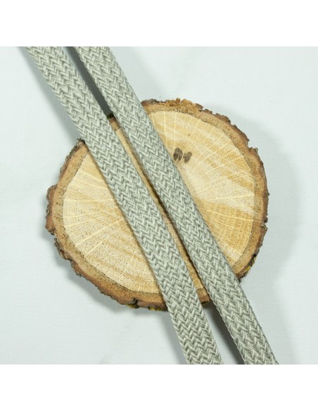 Cranberry, Cordon souple tresse plat, gris et blanc, 10mm