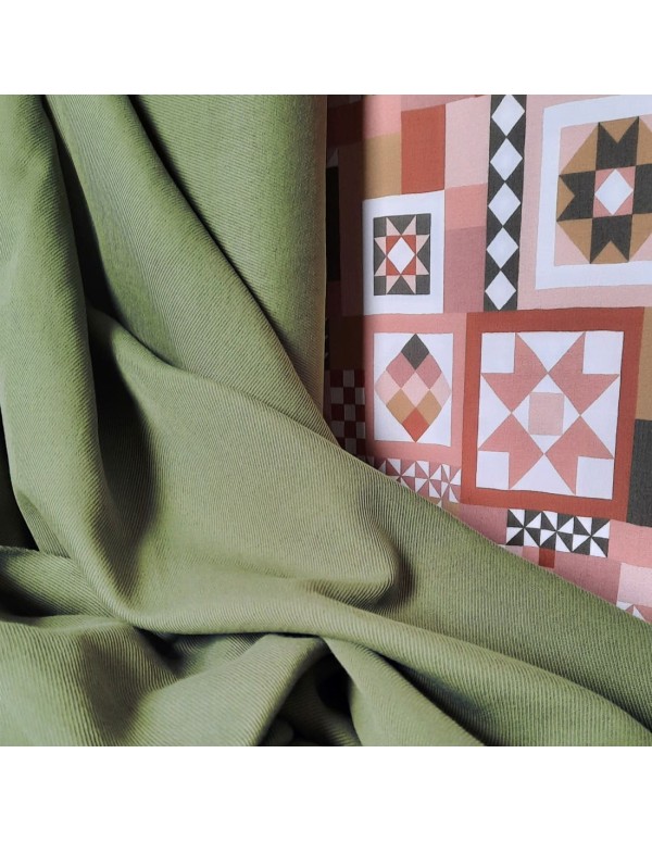 Cranberry, Twill de coton lin, vert olive, Linen cotton twill, olive green, Mind the maker