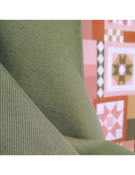 Cranberry, Twill de coton lin, vert olive, Linen cotton twill, olive green, Mind the maker