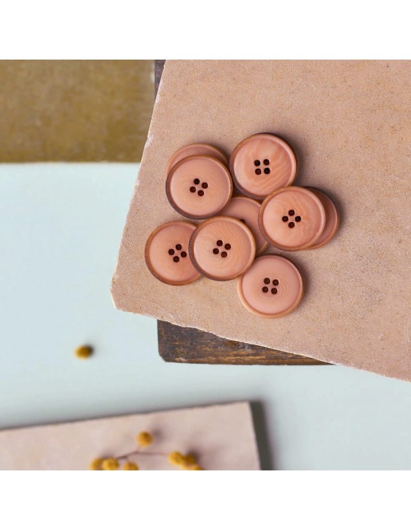 Cranberry, Boutons Corozo a fin rebord, 20 mm, couleur tomette, La Maison Naive