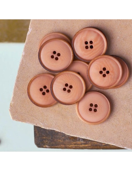 Cranberry, Boutons Corozo a fin rebord, 20 mm, couleur tomette, La Maison Naive