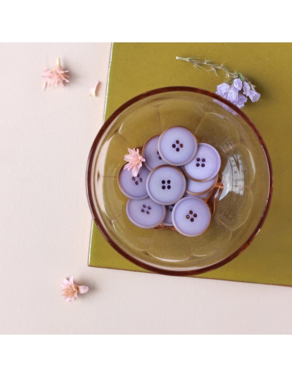 Cranberry, Boutons Corozo a fin rebord, 20 mm, couleur mauve, La Maison Naive